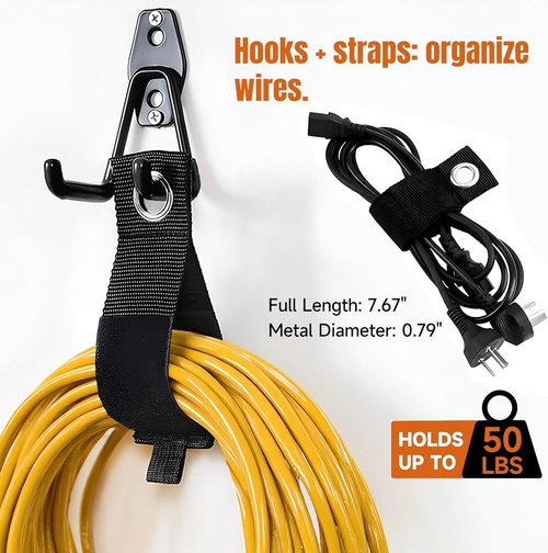 Garage Hooks by [Brand Name] - Heavy Duty Wall Mounted Storage Hangers for Ladders, Bikes & Tools | 6 Pack