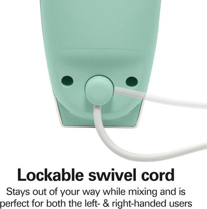 Hamilton Beach Vintage-Style Electric Hand Mixer - Powerful 1.3 Amp Motor, 5-Speed, Green (62601N)