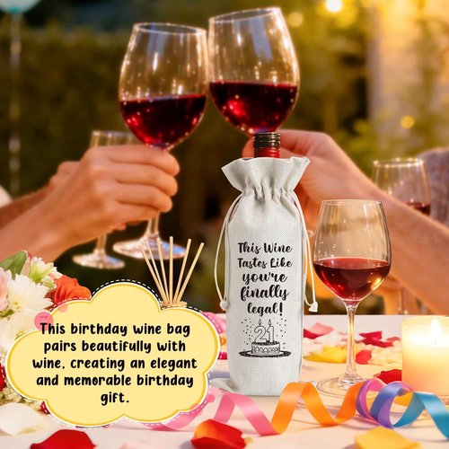 Funny 21st Birthday Gifts for Her Him, 21 Years Old Birthday Party Decorations Wine Bag Gifts, Happy 21st Birthday Decor for Daughter Son Friends