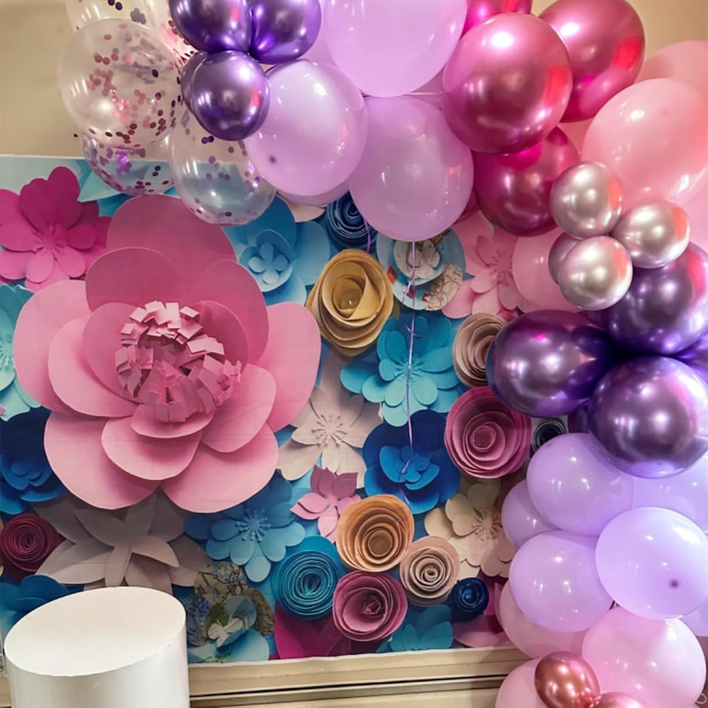 Skiennix 50PCS 12-Inch Confetti Balloons - Metallic Pink & Purple Latex Balloons for Parties