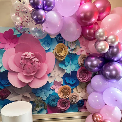Skiennix 50PCS 12-Inch Confetti Balloons - Metallic Pink & Purple Latex Balloons for Parties