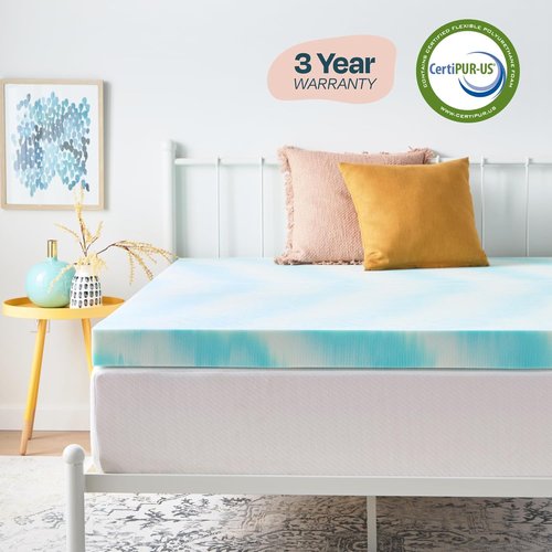 Linenspa 4 Inch Gel Memory Foam Mattress Topper - Twin Size, Cooling & Ventilated - Pressure Relief, CertiPUR Certified
