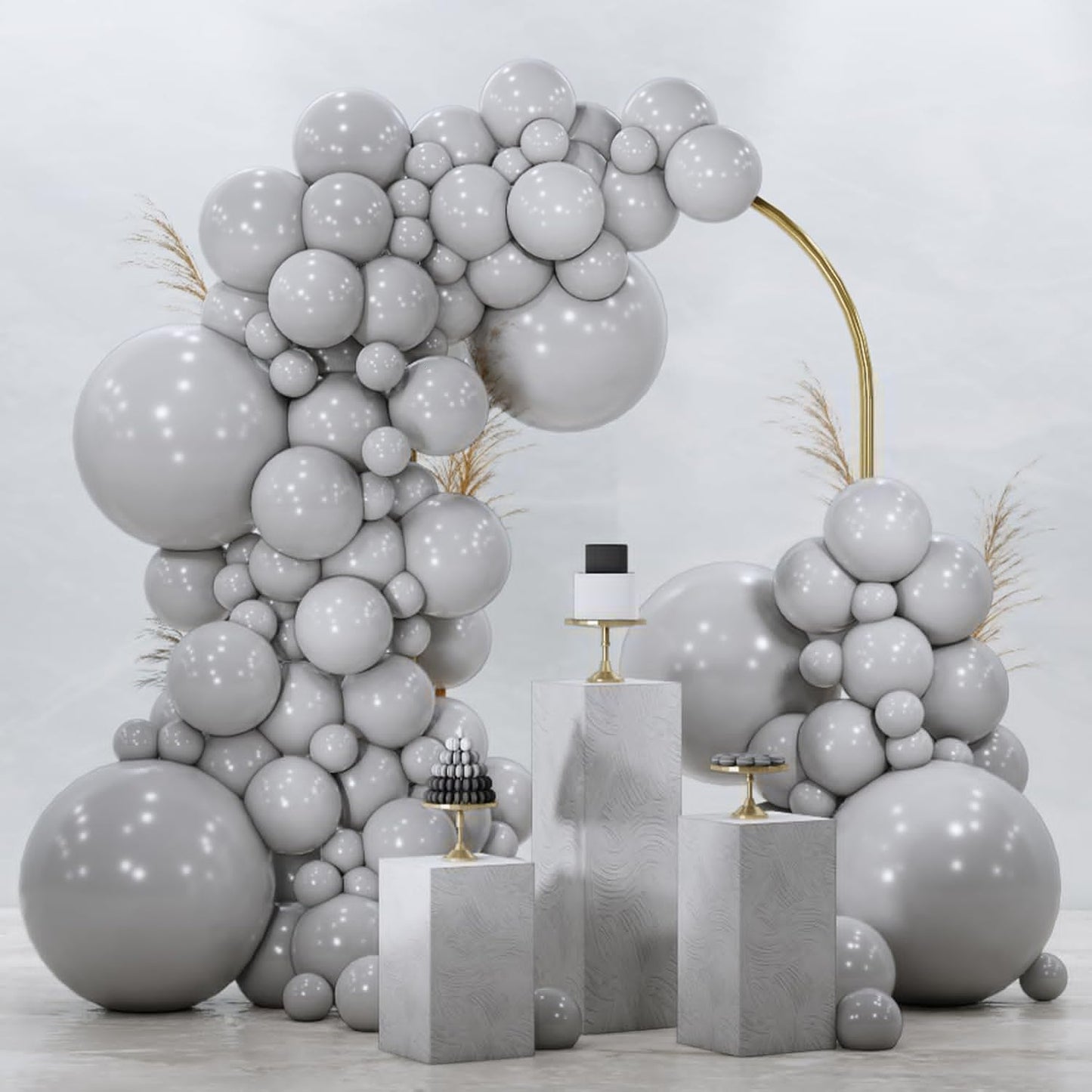 PartyWoo Gray Balloons - 120-Piece Matte Latex Balloon Arch Kit for Baby Showers, Graduations & Birthdays | 5-12 Inch Sizes