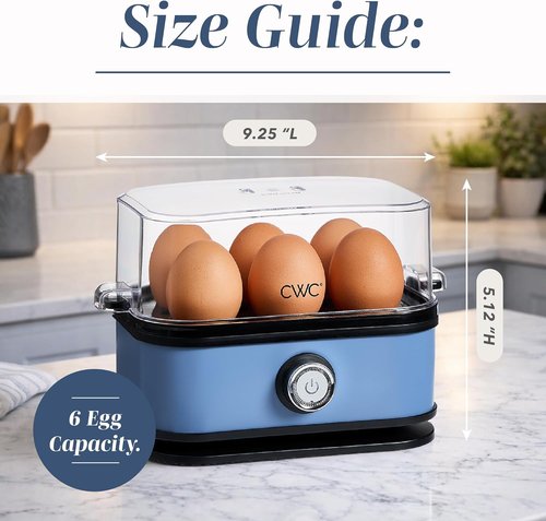 COOK WITH COLOR Egg Cooker - 6-Egg Capacity for Perfect Soft, Medium, or Hard-Boiled Eggs | Rapid Cook Time, Auto Shut-Off & Boil-Dry Protection - Navy