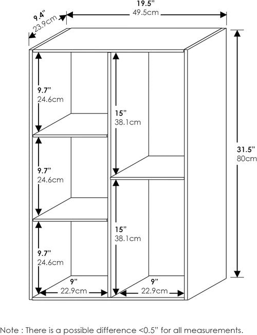 Furinno LUDER 5-Cube Bookshelf - Reversible Design | Easy Assembly for Living Room & Home Office - White/Light Blue