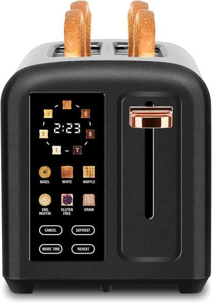 SEEDEEM 2-Slice Toaster - Touch Screen, Fast Heating, 7 Shade Settings, 1.5" Wide Slots, Dark Chocolate