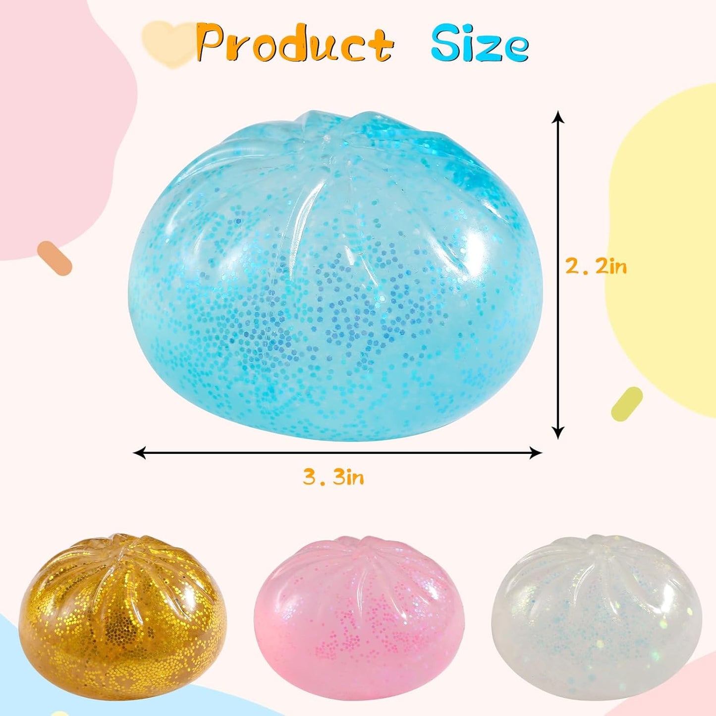 Skiennix Glitter Dumpling Squishy | Viral Bao Bun Stress Relief Fidget Toy - Clear Mystery Box