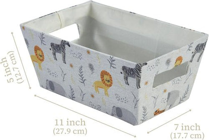 DECOMOMO Small Storage Baskets - Cute Animal Print Organizing Bins for Nursery | Set of 4 Nestable Mini Baskets