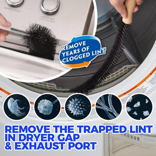 Holikme Dryer Vent Cleaner Kit - 30ft Brush, Lint Vacuum Attachment & Adapters | Efficient Blue Cleaning Solution
