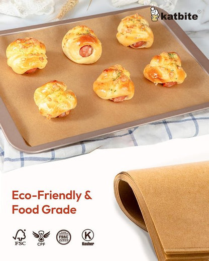 Katbite 16x24 Inch Parchment Paper Sheets - 100 Non-Stick Precut Baking Liners | Unbleached for Cooking & Grilling