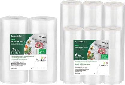 Skiennix 6-Pack Gift Wrap Rolls - 11" x 20' & 8" x 20' + 2-Pack 8" x 50' Rolls