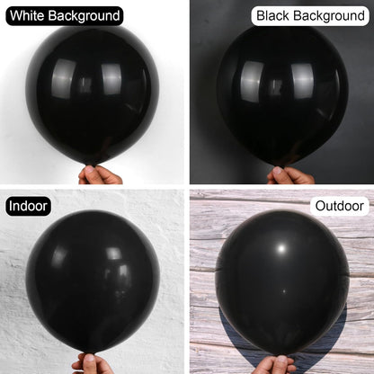Black Balloons - 150 Pcs Matte Latex Balloon Arch Kit | 12, 10, 5 Inch for Graduation, Halloween, Birthday Celebrations