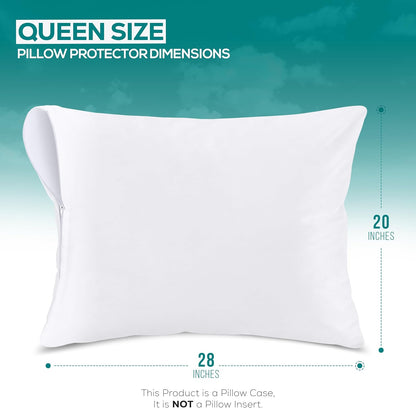Utopia Bedding Pillow Protectors - Set of 8 Queen Size, Waterproof & Bed Bug Proof Encasements | Ultra Soft White