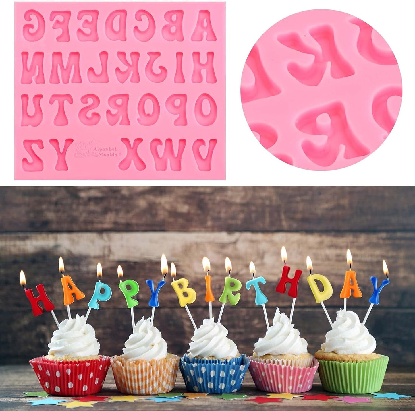 Skiennix Silicone Molds - 5-Piece Alphabet & Number Set for Baking, Candy & Cake Decoration
