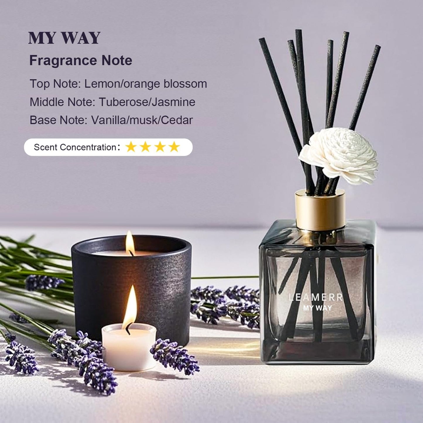 My Way | Reed Diffuser Set - Long-Lasting Floral Fragrance 6.1 fl oz with 6 Reed Sticks for Home Decor