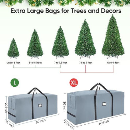 BALEINE Christmas Tree Storage Bag - Heavy Duty 900D Oxford Fabric, Extra Large with Dual Zippers & Reinforced Handles | Grey