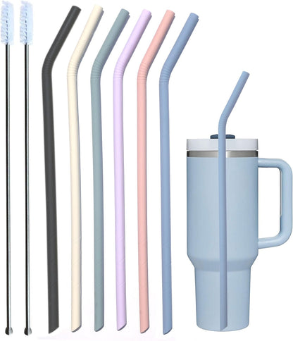 Skiennix 14” Extra Long Silicone Replacement Straw - Reusable Flexible Straws for 40 oz Stanley Cup | 6-Pack