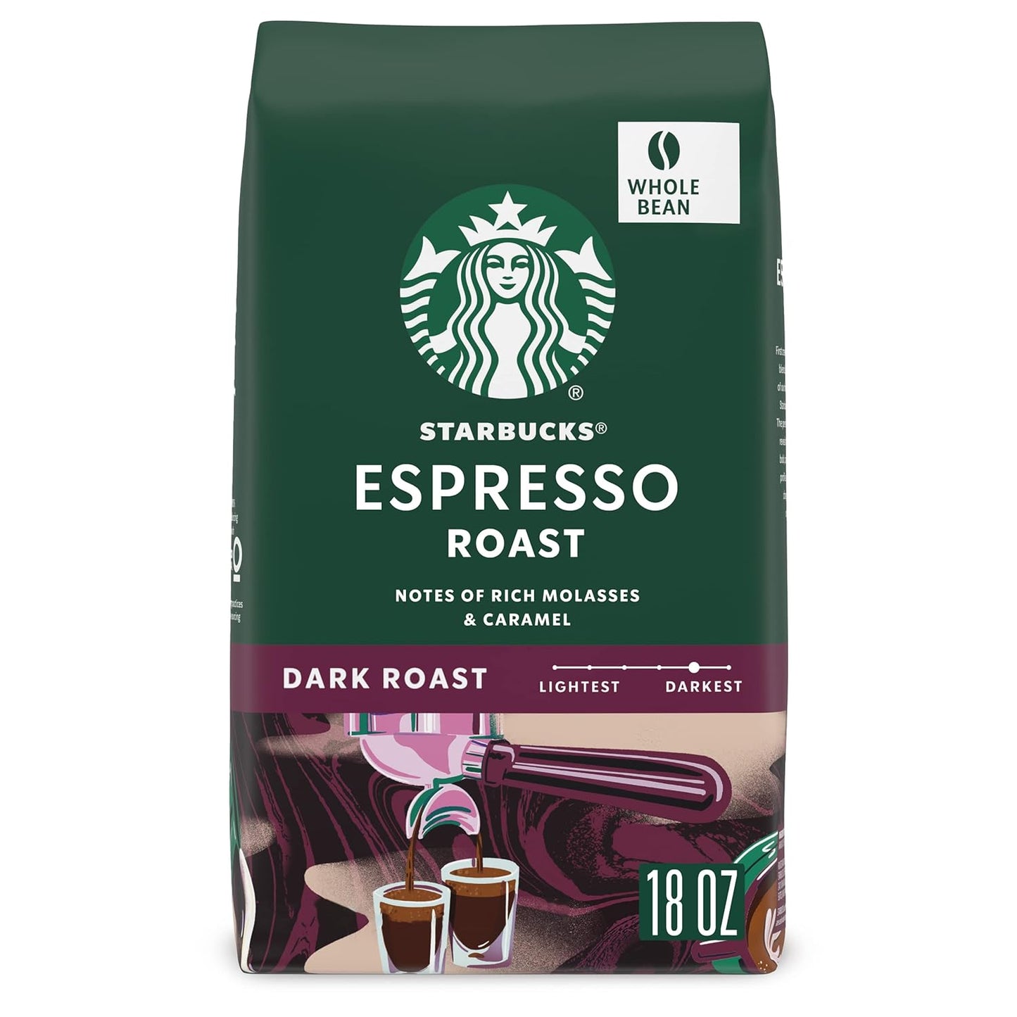 Starbucks Whole Bean Coffee - Dark Roast Espresso Blend, 100% Arabica, 18 oz Bag