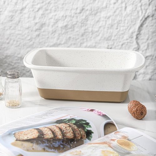 HVH Ceramic Loaf Pan - 9 x 5 Inch Rectangular Baking Bread Pan in Farmhouse White Finish