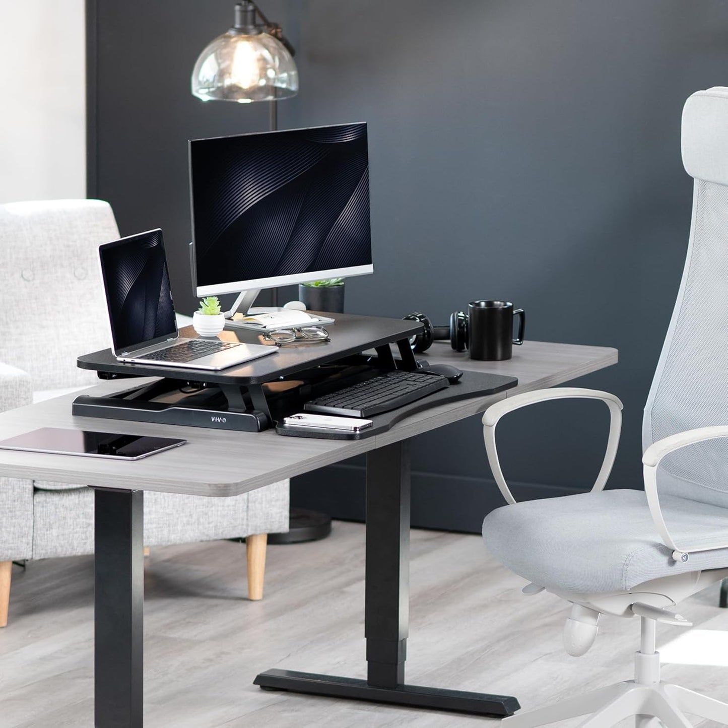 VIVO 32-Inch Height Adjustable Desk Converter - Dual Monitor Sit to Stand Workstation | Black