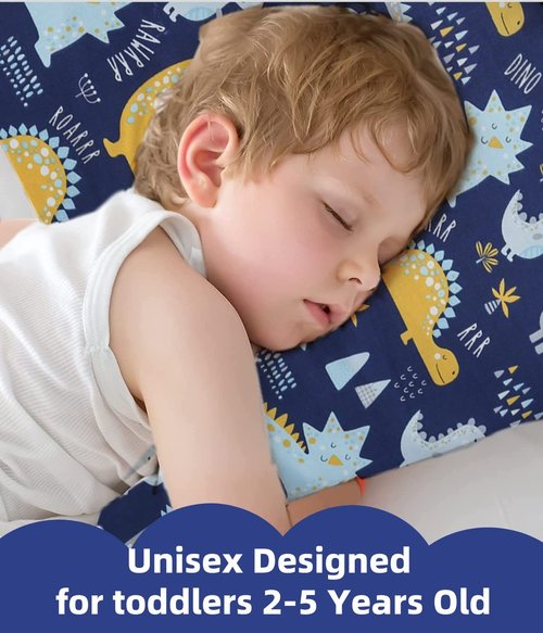 Kid Toddler Pillowcase,2 Packs 100% Cotton Pillow Cover for Kids Bedding,14x20 Pillowslip Case Fits Pillows Sized 13x18 or 14x19,Envelope Closure Dinosaurs Trucks Travel Pillow Pillowcase