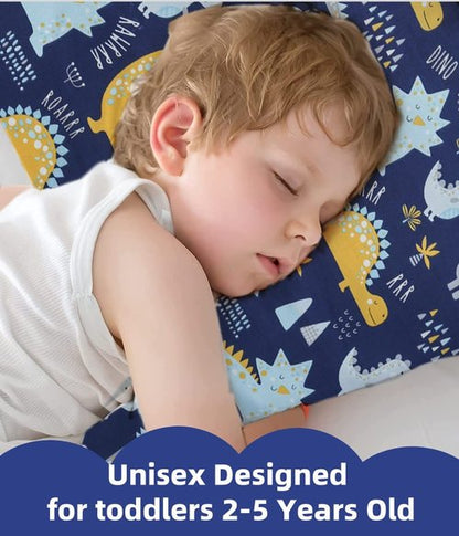 Kid Toddler Pillowcase,2 Packs 100% Cotton Pillow Cover for Kids Bedding,14x20 Pillowslip Case Fits Pillows Sized 13x18 or 14x19,Envelope Closure Dinosaurs Trucks Travel Pillow Pillowcase