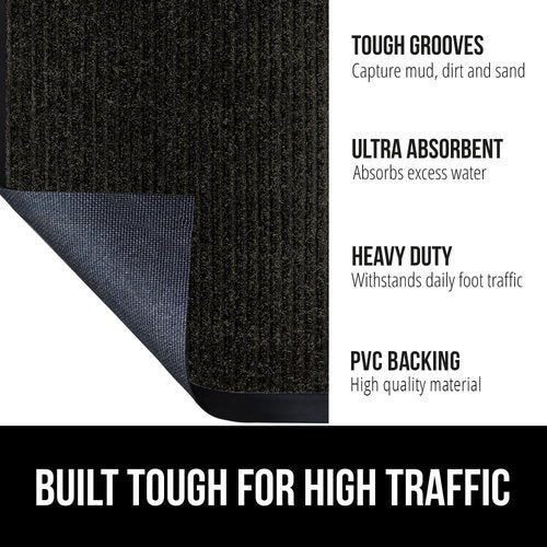 GORILLA GRIP Waterproof Door Mat - Heavy Duty Entryway Rug with Strong Backing | 29x17, Black