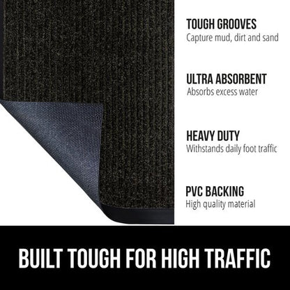 GORILLA GRIP Waterproof Door Mat - Heavy Duty Entryway Rug with Strong Backing | 29x17, Black
