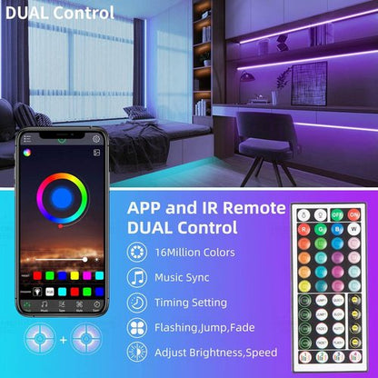 KSIPZE 100ft RGB LED Strip Lights - Music Sync & Smart App Control for Bedroom Décor