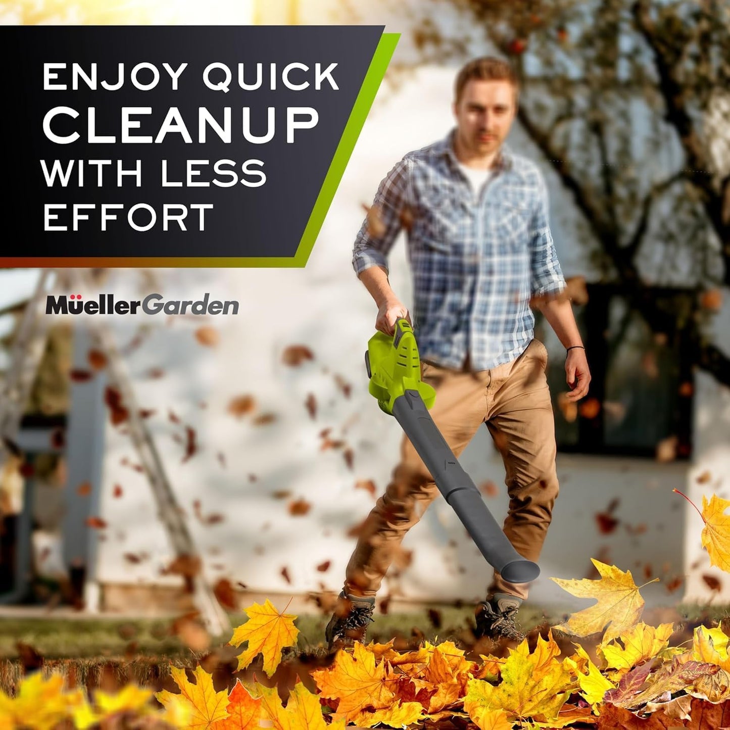 Mueller UltraStorm Cordless Electric Leaf Blower - 140 MPH Power, 2 Batteries & Charger, Lightweight Design