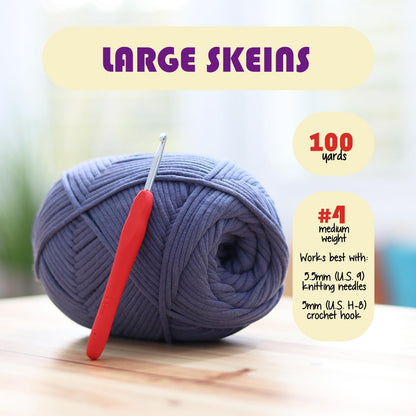 Skiennix Soft Yarn for Crocheting | Easy-to-See Stitches, 12 x 50g - 1200 Yards, Cotton-Nylon Blend