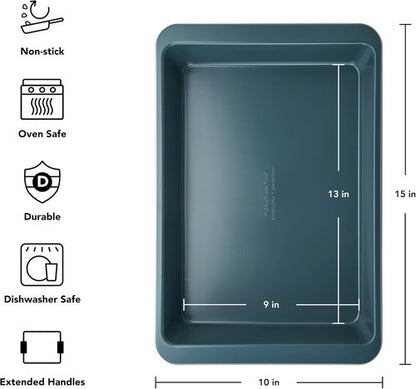 KitchenAid Nonstick Cake Pan - Swiss Engineered Aluminized Steel, Dishwasher Safe, Agave, 9 x 13 Inch