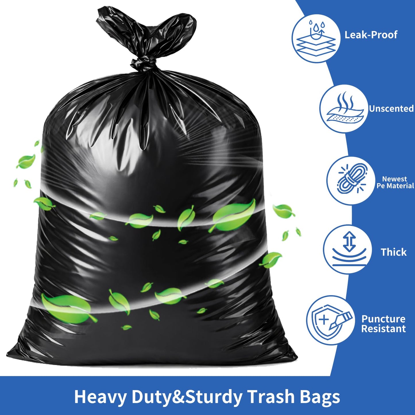 SurpOxyLoce 33 Gallon Multipurpose Tear-Resistant Trash Bags,Heavy Duty,Tastless and Black Garbage Bags(30 Count,80x100cm)