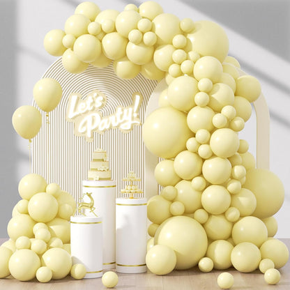 Skiennix Pastel Yellow Balloon Kit - 120pcs in Various Sizes for Gender Reveal & Baby Shower Decor