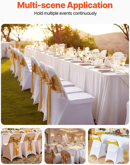 VEVOR 30 PCS White Folding Chair Covers - Elegant Washable Slipcovers for Weddings & Events | Universal Fit