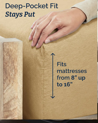 Skiennix Twin XL Sheet Set - Comfy Cooling Bed Sheets with Deep Pockets - Luxury Tan Bedding for All Ages