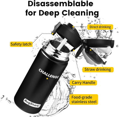 Skiennix 20 Oz Insulated Water Bottle - Leak-Proof, BPA-Free, Double-Walled for Travel & Sports | Black