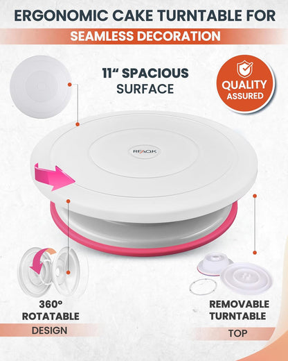 RFAQK Cake Decorating Kit - 700PCs with Turntable, Pans, Piping Tips, Spatulas & More