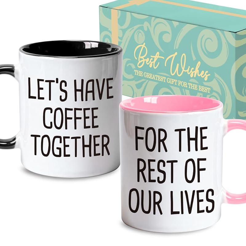 Two-Piece Coffee Mugs Gift Set for Couples – Eternal Love Quote 11oz Ceramic Cups