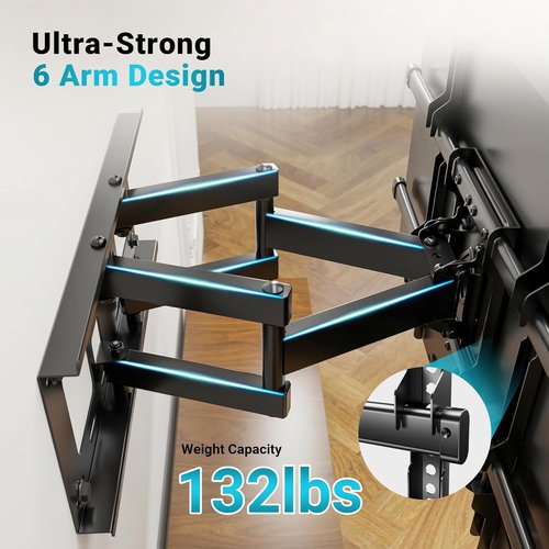 BONTEC Full Motion TV Wall Mount - Fits 37-85 Inch TVs, Swivel & Tilt Dual Arms, Holds Up to 132lbs