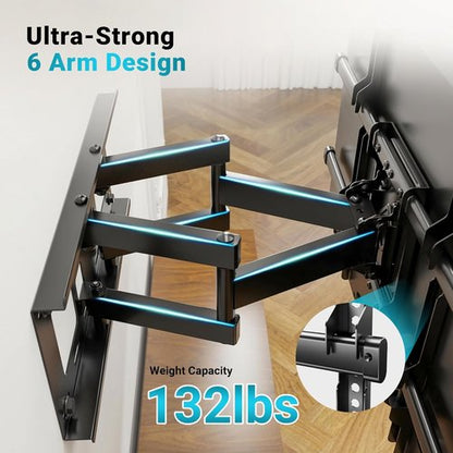 BONTEC Full Motion TV Wall Mount - Fits 37-85 Inch TVs, Swivel & Tilt Dual Arms, Holds Up to 132lbs