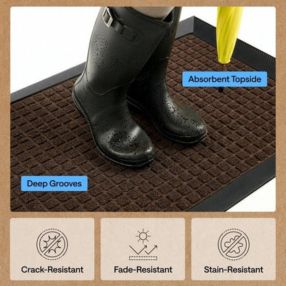 GORILLA GRIP Waterproof All-Season WeatherMAX Doormat - 72x24 Natural Rubber | Stain & Fade Resistant, Easy Clean Coffee Squares