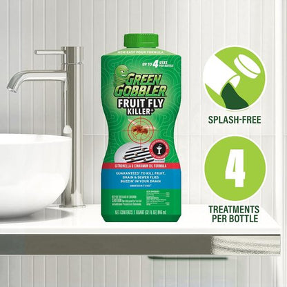 Green Gobbler Fruit Fly Killer - Effective Gel Treatment for Fruit, Drain & Sewer Flies - 32oz (2 Pack)