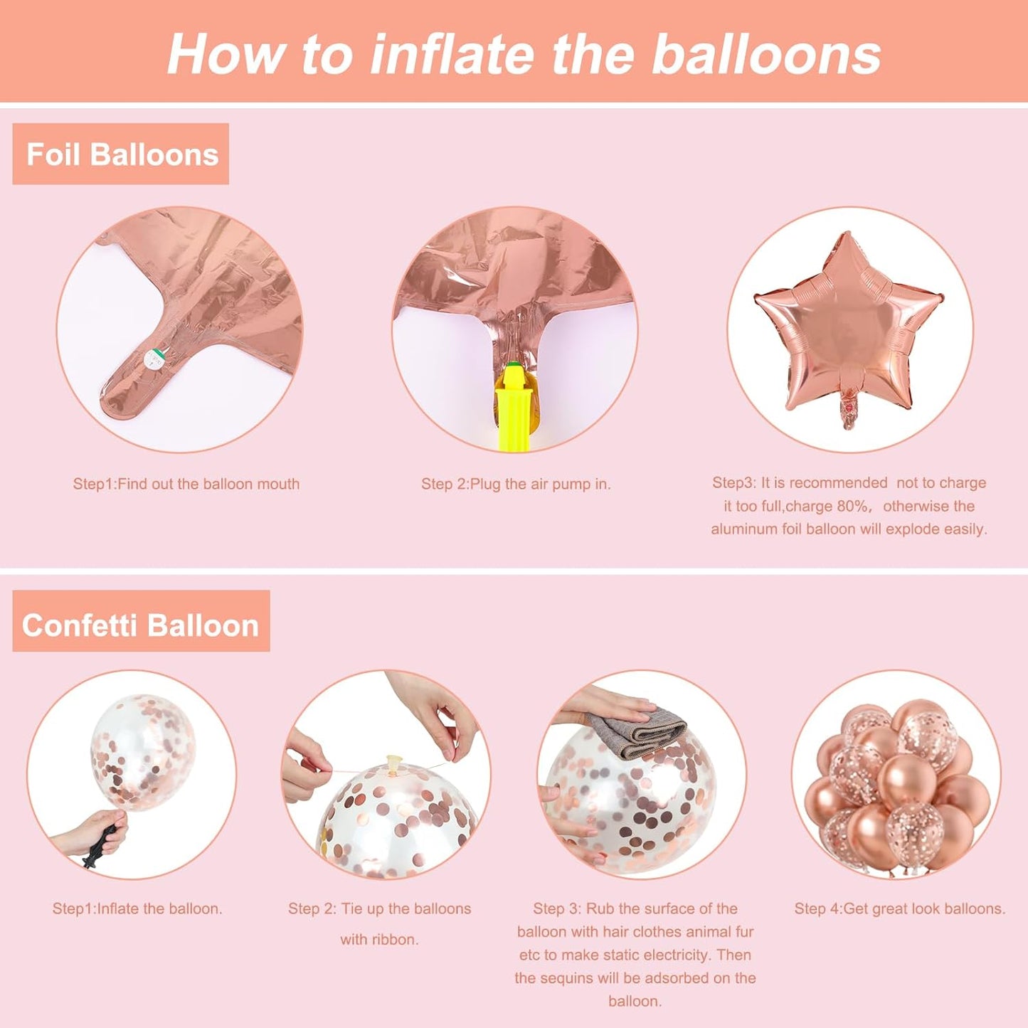 RUBFAC 21st Birthday Decorations - Elegant Rose Gold Sweet 21 Party Kit with Banner & Balloons