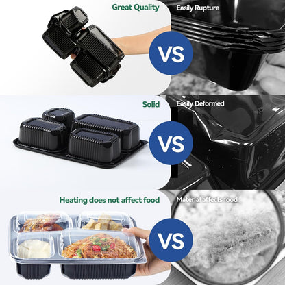Skiennix 34 oz To Go Containers - 40 Pack BPA Free, Leakproof & Reusable | Microwave, Freezer & Dishwasher Safe - Black