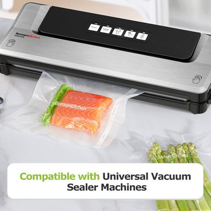 Bonsenkitchen Vacuum Food Sealer Rolls - 2 Pack, 8" x 20 ft, BPA-Free, Durable Bags for Storage & Sous Vide
