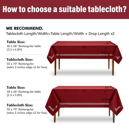 MIULEE Red Rectangle Christmas Tablecloth with Cutouts 52x70 Inch - Variation: Red 70" x 52" Rectangular