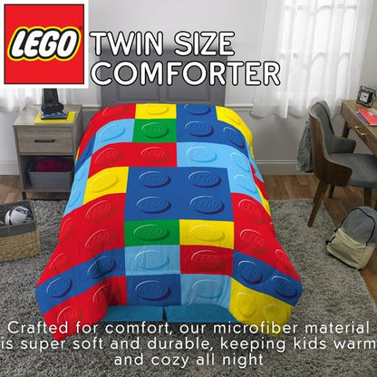 Franco Lego Bricks Kids Bedding Soft Microfiber Comforter, Twin, (Officially Licensed Product)