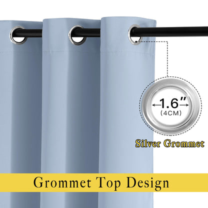 NICETOWN Blackout Living Room Curtains 102 inches Long, Grommet Thermal Window Treatments Room Divider Curtains Sound Reducing for Bedroom, W66 x L102, Vintage Blue, 2 Panels