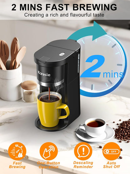 Small Single Serve Coffee Maker by [Brand Name] - Fast Brew for K-Cup & Ground Coffee, 6-12 Oz